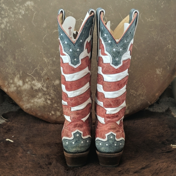 CORRAL A2515 ladies leather American Flag USA western cowboy boots snip toe sz 6 - Picture 5 of 15